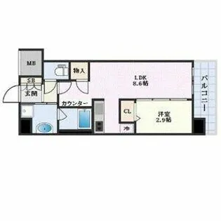 コンフォリア・リヴ京橋【4階】の間取り
