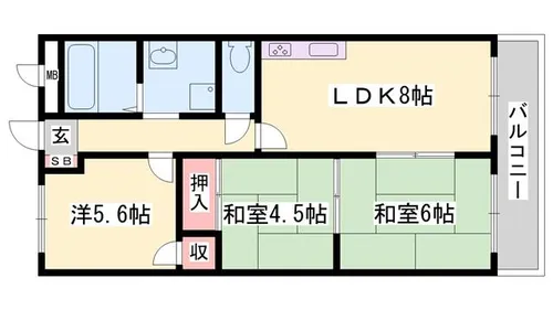 リゾティ英賀保【201号室】の間取り