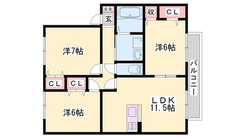 ルミノーゾ網干【202号室】の間取り
