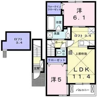 ビアンコシェル こうか Ⅰ【2階】の間取り
