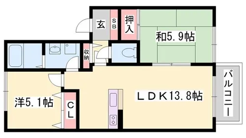 ディアス六百目 A棟【2階】の間取り