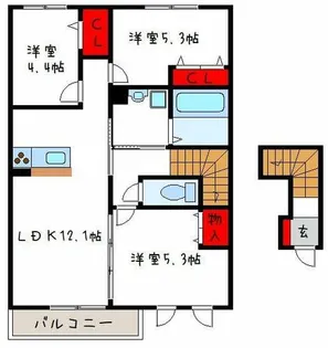 サン・ラフィーエ上小阪【202号室】の間取り