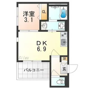 京都府京都市右京区太秦安井馬塚町【アパート】の間取り