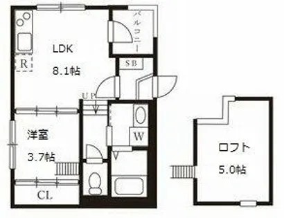 ハーモニーテラス御器所【2階】の間取り