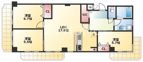 グランドール夕陽ヶ丘【6階】の間取り