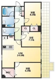 Belle Vogue KITAHORIE【901号室】の間取り