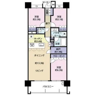 MJRザ・ガーデン下大利(0005489)【5階】の間取り