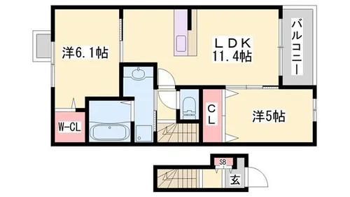 カーサ ドルチェ B【203号室】の間取り