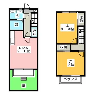 愛知県半田市上池町2丁目【テラスハウス】の間取り