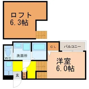 ラ・ネージュ筒井【2階】の間取り