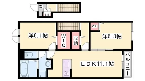 フクダパークサイド1【204号室】の間取り