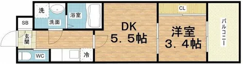 ビガーポリス416天満四丁目Ⅱ【2階】の間取り
