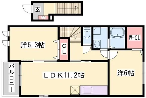 モスフロックス【203号室】の間取り