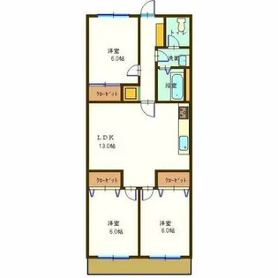 シャトー鹿子【1階】の間取り
