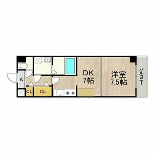 1DKの間取り画像