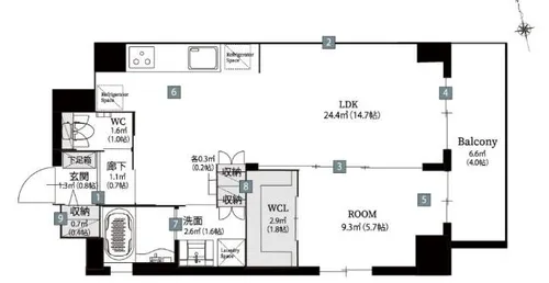 コートアクシスyoinn【802号室】の間取り