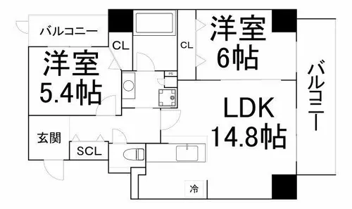 ワイズコート東梅田【8階】の間取り