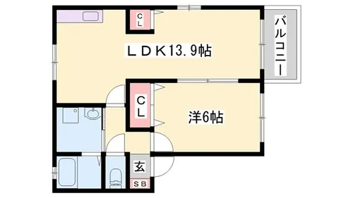 ルシエール的形B棟【1階】の間取り