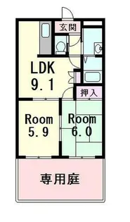サンハイツオクヤマ【2階】の間取り