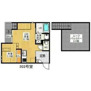 Grandtic伝馬町【203号室】の間取り