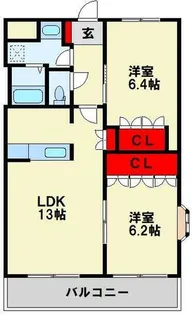 パルティール新入Ⅱ【2階】の間取り