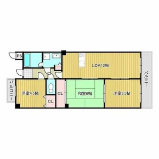 プリムローズ南茨木【4階】の間取り