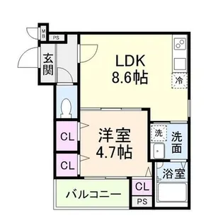 フルールハチテラス【1階】の間取り
