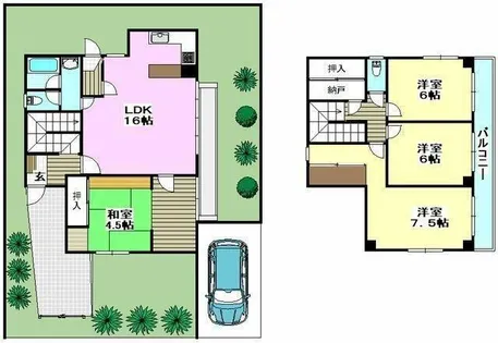 大阪府茨木市下穂積1丁目【一戸建】の間取り