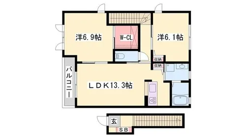 シャーメゾン今宿 A棟【2階】の間取り