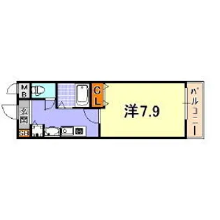 ロイヤルヒル神戸三ノ宮【9階】の間取り