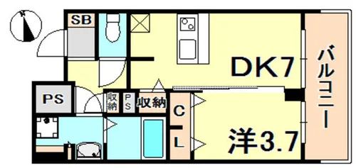 プレサンスジェネ新神戸ステーションフロント【10階】の間取り