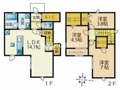 オズスクエア次郎丸【C号室】の間取り