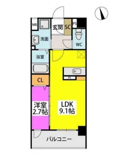 グランソレイユ井尻駅前【503号室】の間取り