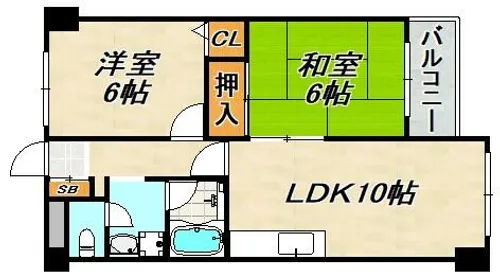 ハピネス東須磨【3階】の間取り