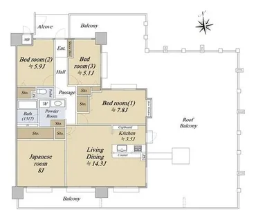 サンマンションアトレ植田南【12階】の間取り