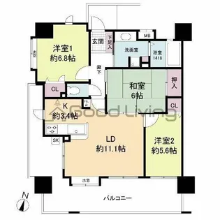 KDXレジデンス西公園【6階】の間取り