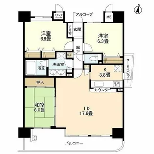東急ドエルアルス和泉中央【9階】の間取り