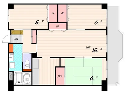 ハイツレインボー塩屋【2階】の間取り