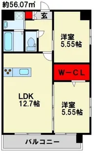 KSK南小倉コアプレイス【503号室】の間取り