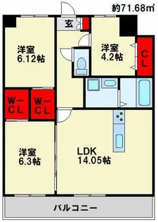 KSK南小倉コアプレイス【502号室】の間取り