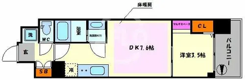 アーバネックス難波WEST【15階】の間取り
