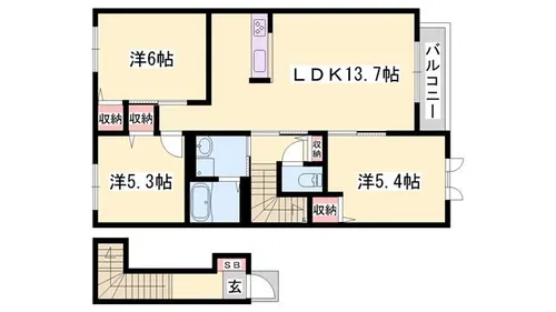 ファミール桜 A棟【2階】の間取り