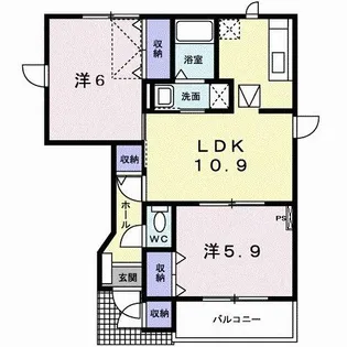 バーシア北埼【1階】の間取り