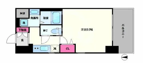 レジュールアッシュ天王寺舟橋【6階】の間取り