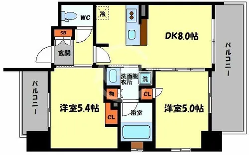 エステムプラザ難波WESTリバークロス【6階】の間取り