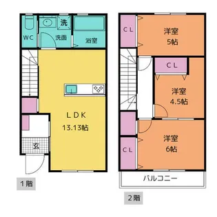 リーブルファイン六貫山【1階】の間取り