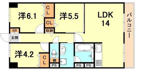 ラフィーネ御影【2階】の間取り
