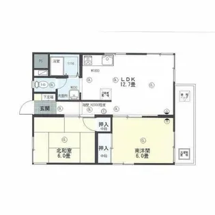 霞ヶ丘ハイツ【3階】の間取り