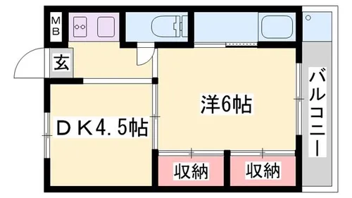 ビレッジハウス今在家【2-207号室】の間取り