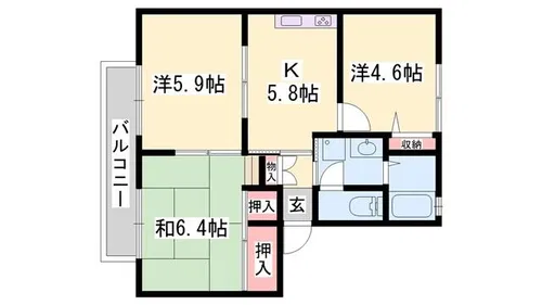 グリーンヒル今宿 A棟【1階】の間取り